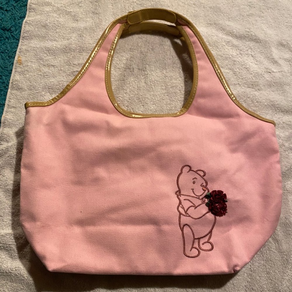 Disney Pink Winnie The Pooh Shoulder Bag Purse Embroidered Design